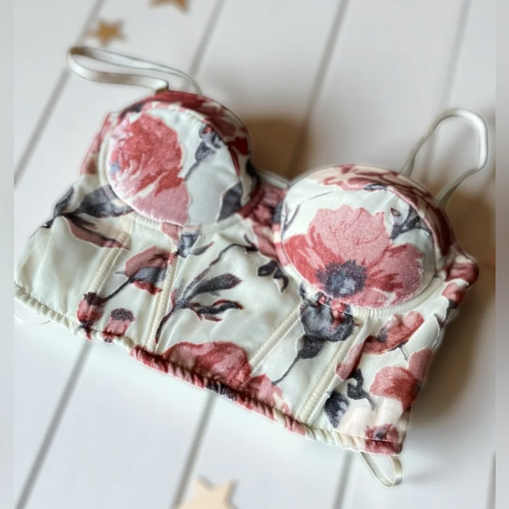 Windsor | All For Florals Velvet Burnout Bustier Corset - M - Picture 2 of 7